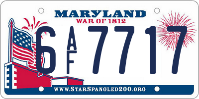 MD license plate 6AF7717