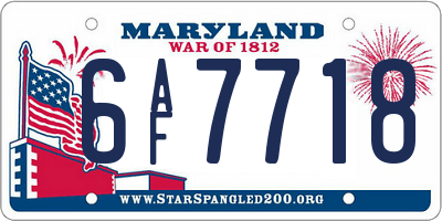 MD license plate 6AF7718