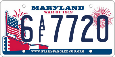 MD license plate 6AF7720