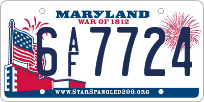 MD license plate 6AF7724