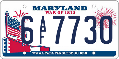 MD license plate 6AF7730