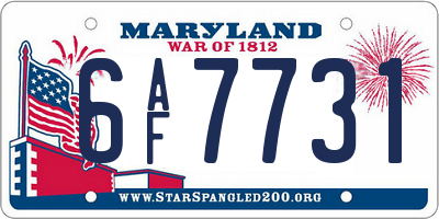 MD license plate 6AF7731