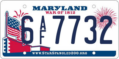 MD license plate 6AF7732
