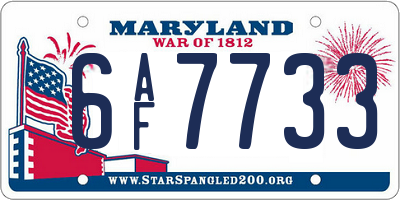 MD license plate 6AF7733