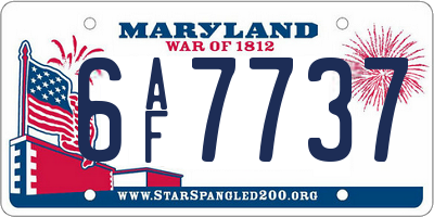 MD license plate 6AF7737