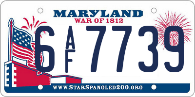 MD license plate 6AF7739