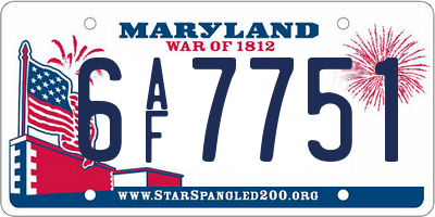 MD license plate 6AF7751