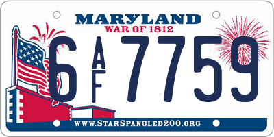 MD license plate 6AF7759