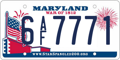 MD license plate 6AF7771