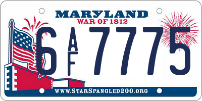 MD license plate 6AF7775