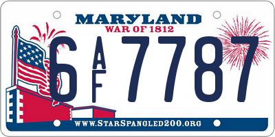 MD license plate 6AF7787