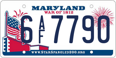 MD license plate 6AF7790
