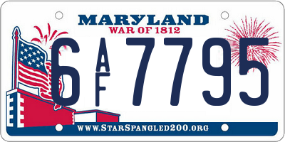 MD license plate 6AF7795