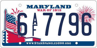 MD license plate 6AF7796