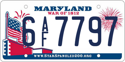 MD license plate 6AF7797