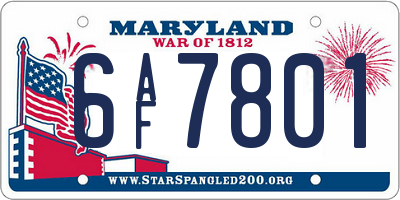 MD license plate 6AF7801