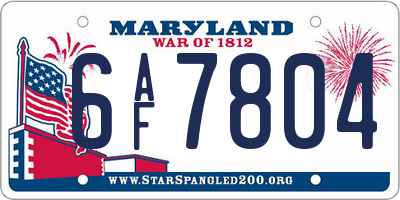 MD license plate 6AF7804
