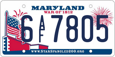 MD license plate 6AF7805