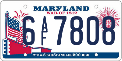 MD license plate 6AF7808