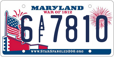 MD license plate 6AF7810