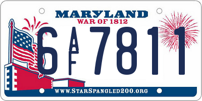 MD license plate 6AF7811