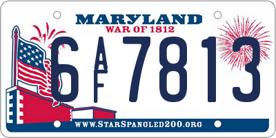 MD license plate 6AF7813
