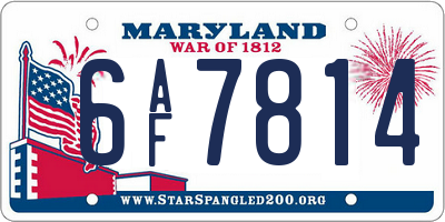 MD license plate 6AF7814