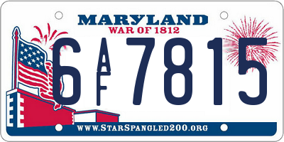 MD license plate 6AF7815