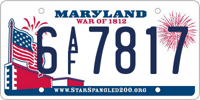 MD license plate 6AF7817