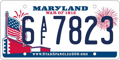 MD license plate 6AF7823