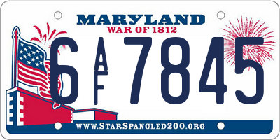 MD license plate 6AF7845
