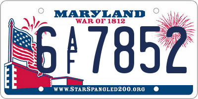 MD license plate 6AF7852