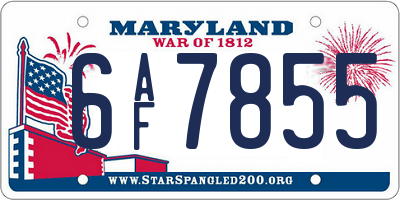 MD license plate 6AF7855