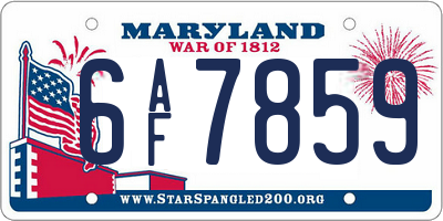 MD license plate 6AF7859