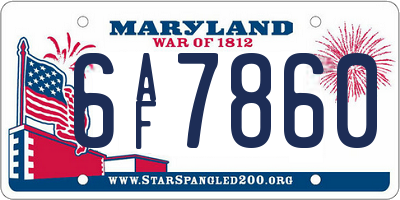 MD license plate 6AF7860