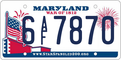 MD license plate 6AF7870