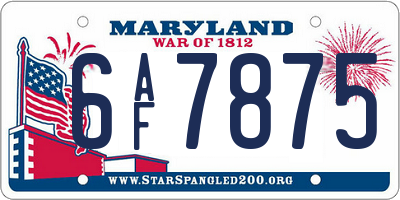 MD license plate 6AF7875