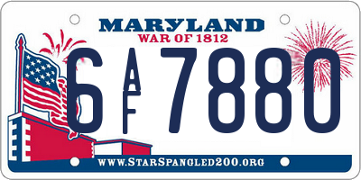 MD license plate 6AF7880