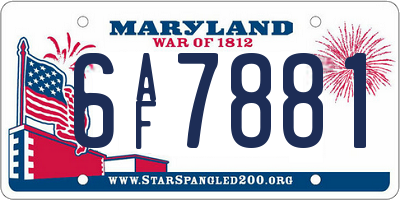 MD license plate 6AF7881