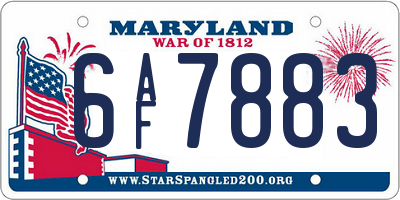 MD license plate 6AF7883