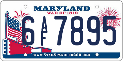 MD license plate 6AF7895
