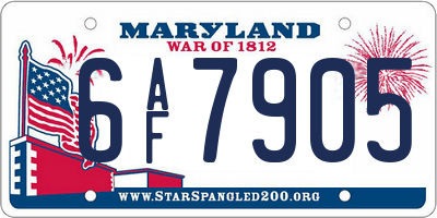 MD license plate 6AF7905