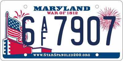 MD license plate 6AF7907