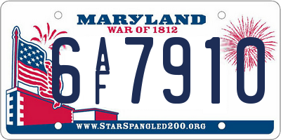 MD license plate 6AF7910