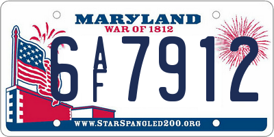 MD license plate 6AF7912
