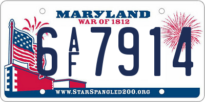 MD license plate 6AF7914