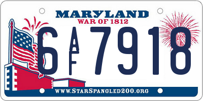 MD license plate 6AF7918