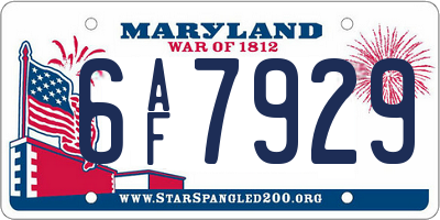 MD license plate 6AF7929