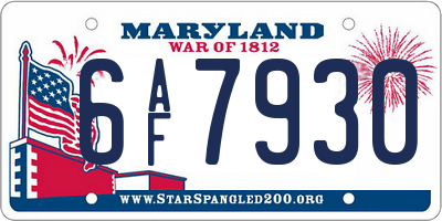 MD license plate 6AF7930
