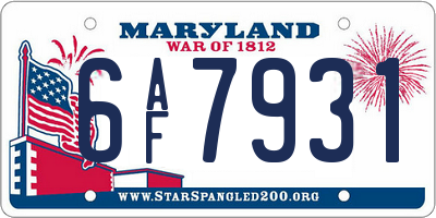 MD license plate 6AF7931